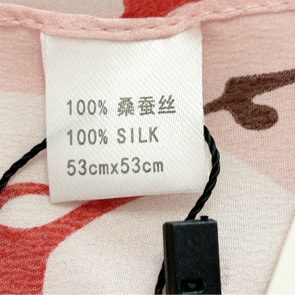 WINSLY Pink Brown Equestrian Horse Print 100% Silk Square Scarf 20” X 20” - Picture 6 of 7